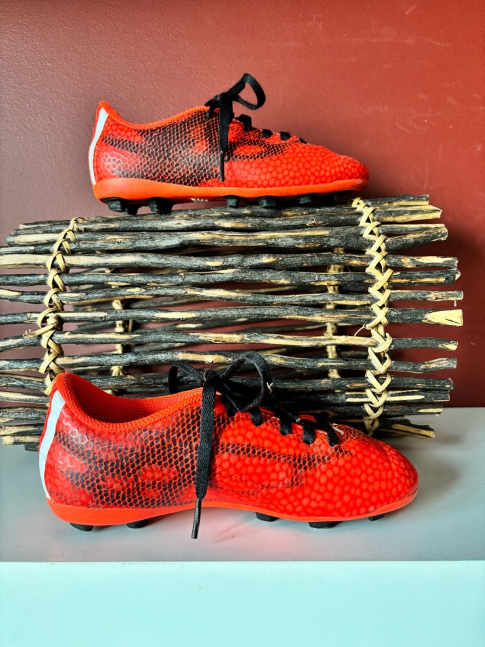 adidas Kids Red and Black Soccer Cleats - Picture 2 of 5